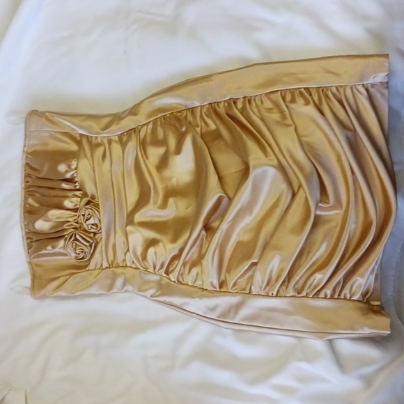 VINTAGE Jessica McClintock Gold Strapless Mini Dress, 80s Prom Queen, Size 4 - Picture 7 of 11